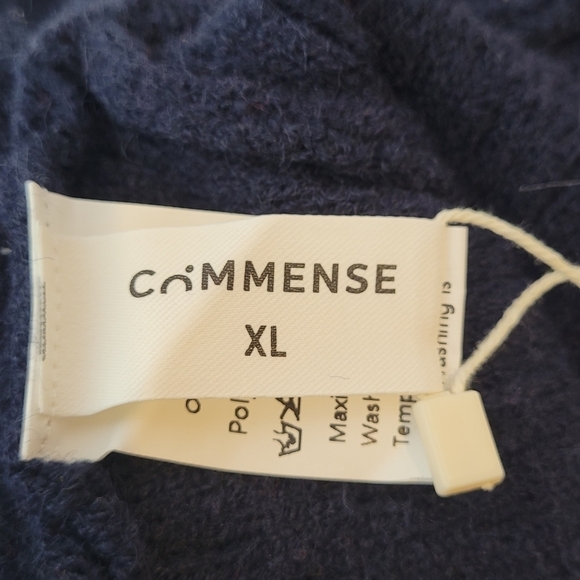 Commense Navy Blue Mock Neck Cropped Open Tie Back Sweater - Size XL - Picture 12 of 15